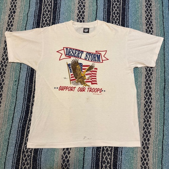 Screen Stars Best Other - Vintage Screen Stars Best Desert Storm Support Our Troops T Shirt XL White 90s